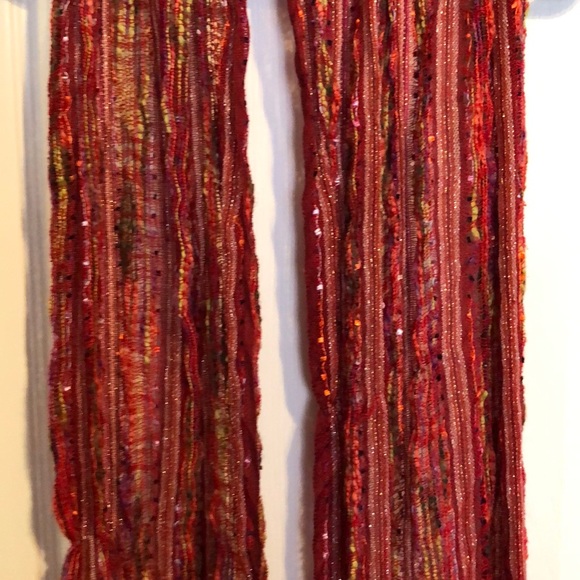 Candie’s knit crochet red multi dot scarf - Picture 5 of 5